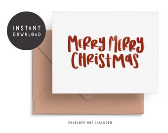 NEW • Printable Merry Merry Christmas Card, Digital Christmas Card, Winter Card