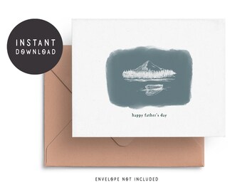Printable Outdoors Father's Day Card, Happy Father's Day Card, Watercolor