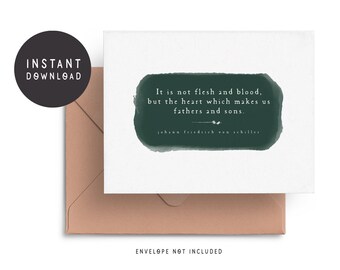 Printable Father's Day Card, Happy Father's Day Card, Watercolor and Quote Card