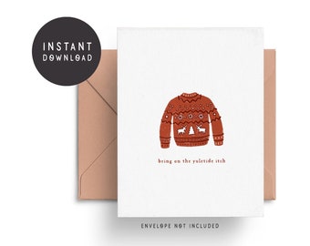 NEW • Printable Funny Christmas Card, Ugly Sweater, Digital Christmas Card, Winter Card