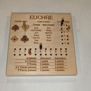 Hardwood Euchre Scoreboard with Trump Tracker