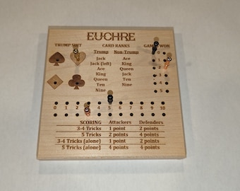 Hardwood Euchre Scoreboard with Trump Tracker