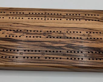 Zebrawood Large Format Exotic Wood Cribbage Board