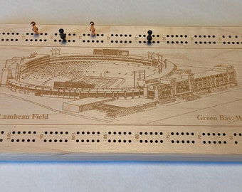 Solid Maple Lambeau Field Cribbage board