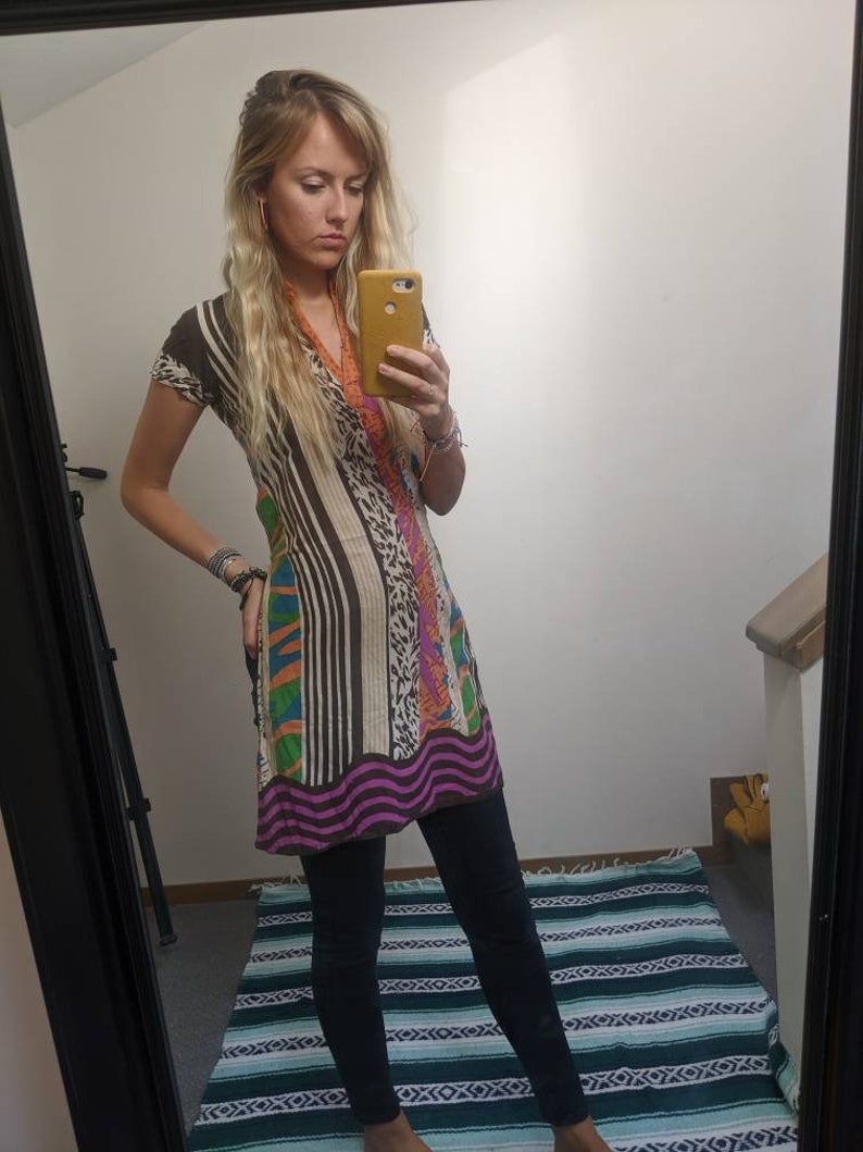 XS vintage rainbow tunic top