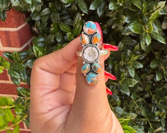 Spiny Oyster copper Turquoise with shell 925s ring.