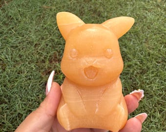 Carved Yellow Calcite  Pikachu.
