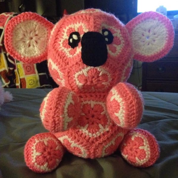 PATTERN ONLY: African Flower Koala Crochet Pattern