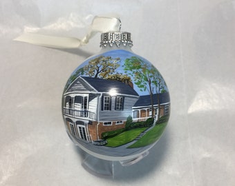 Custom house ornament, home handpainted on glass ball ornament. Personalized!