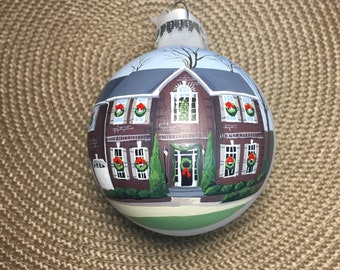 Custom house ornament, home handpainted on glass ball ornament. Personalized!