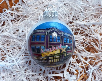 Custom house ornament, home handpainted on glass ball ornament. Personalized!