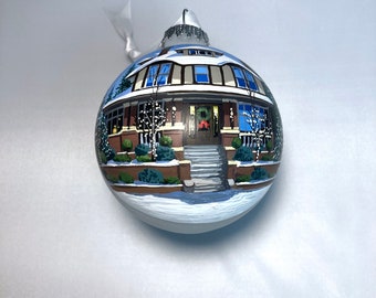 Custom house ornament, home handpainted on glass ball ornament. Personalized!