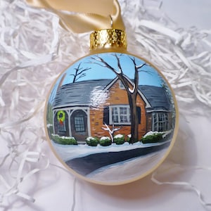 Custom house ornament, home handpainted on glass ball ornament. Personalized!