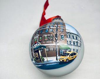Custom house ornament, home handpainted on glass ball ornament. Personalized!