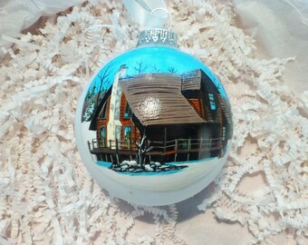 Custom house ornament, home handpainted on glass ball ornament. Personalized!