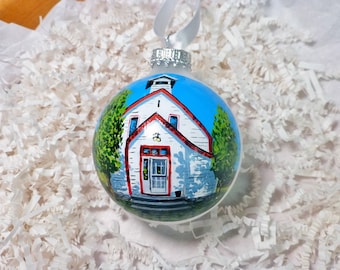 Custom house ornament, home handpainted on glass ball ornament. Personalized!