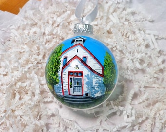 Custom house ornament, home handpainted on glass ball ornament. Personalized!