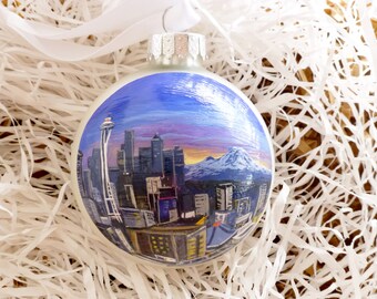 Handpainted Cityscape Ornament, Personalized Building Keepsake