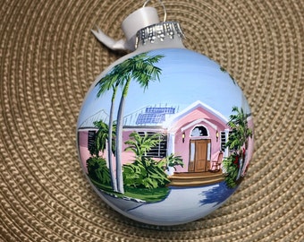 Custom house ornament, home handpainted on glass ball ornament. Personalized!