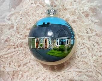 Custom house ornament, home handpainted on glass ball ornament. Personalized!