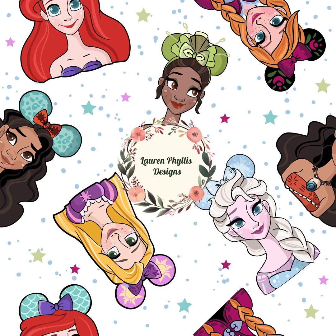 Cartoon Princesses Seamless File for Fabric Printing and Sublimation ...