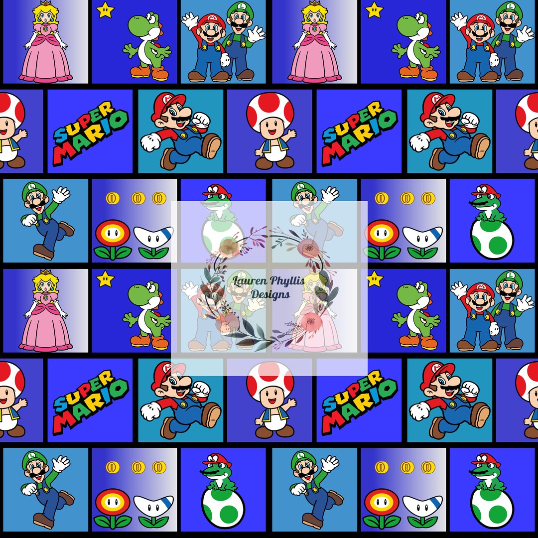 Super Mario Seamless Pattern File, Cartoon Repeating Pattern for Boys ...