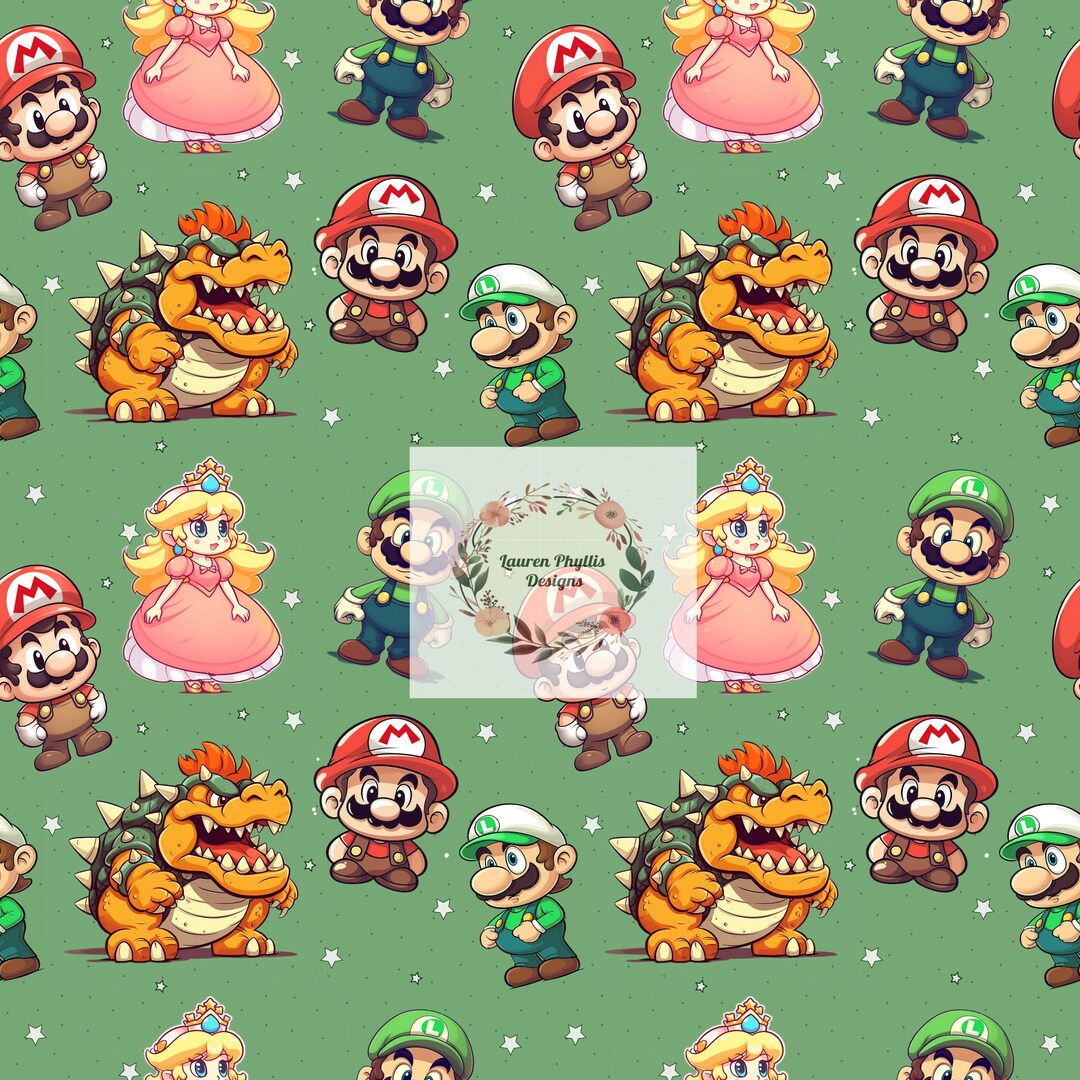 Mario Seem Less Pattern Cartoon Video Game Characters Seamless File, Mario Seamless Design ...