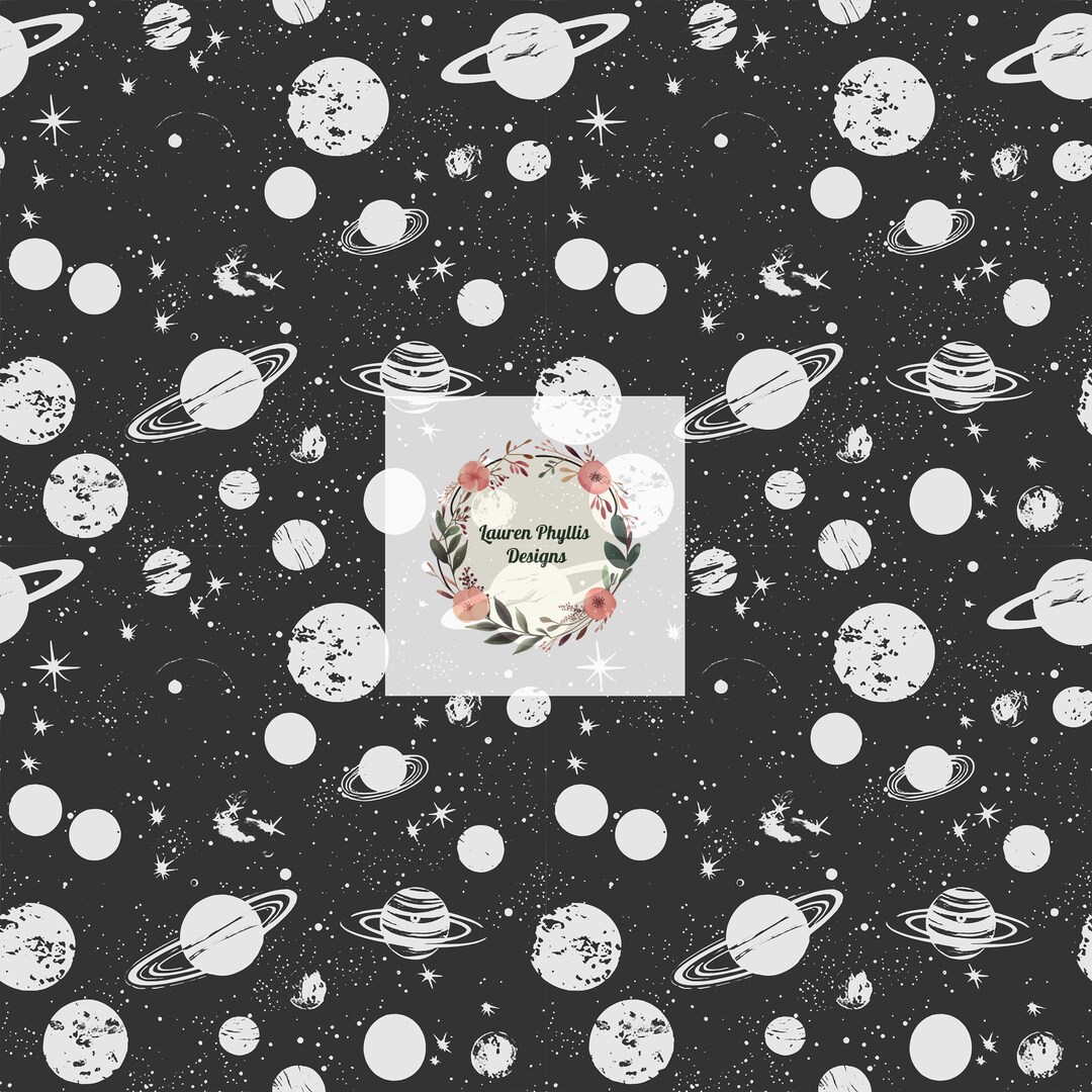 Chalkboard Planets Seamless File for Boys, Space Seamless Repeating