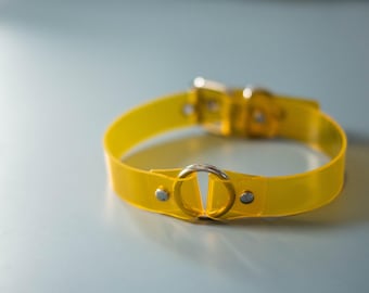 Yellow PVC Collar made with Reclaimed Vinyl