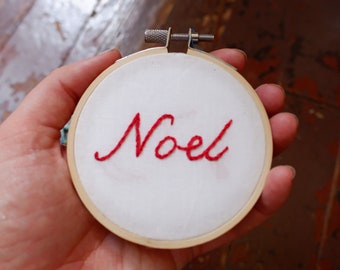 3" Hand Embroidery Christmas ornament  noel