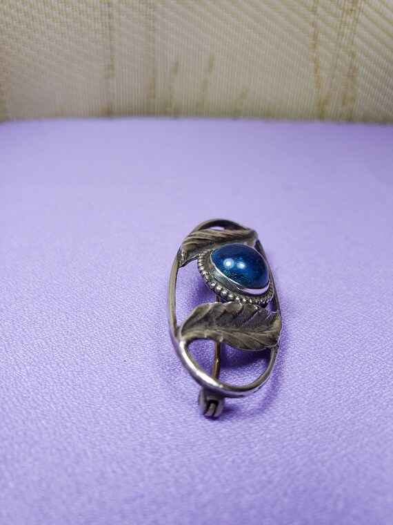 Vintage Sterling & Lapis Pin - image 2