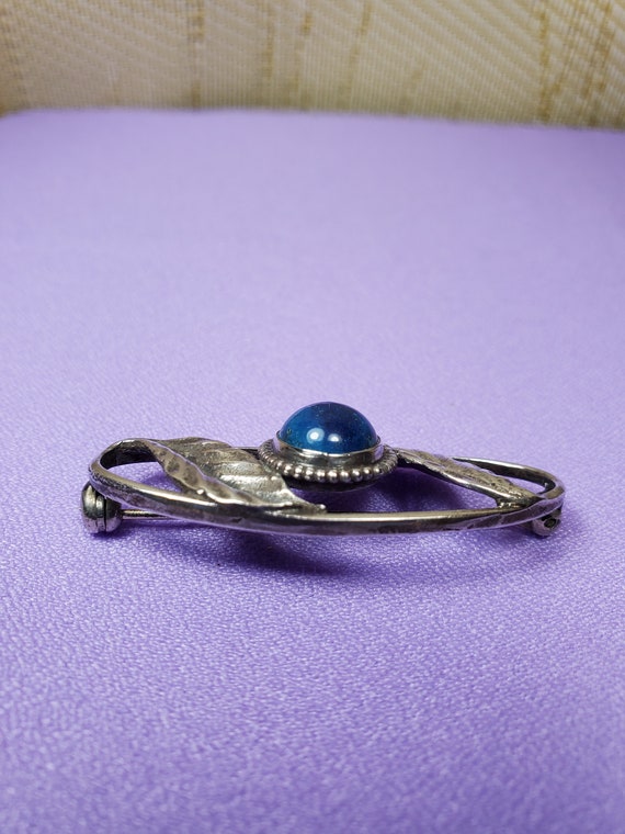 Vintage Sterling & Lapis Pin - image 3