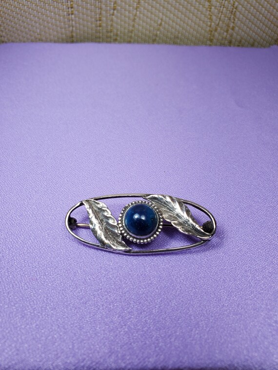 Vintage Sterling & Lapis Pin - image 7