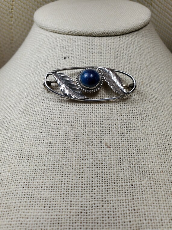 Vintage Sterling & Lapis Pin - image 8