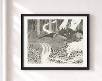 Clever & Good – Stampa artistica incorniciata in stile folk art con finestra buia