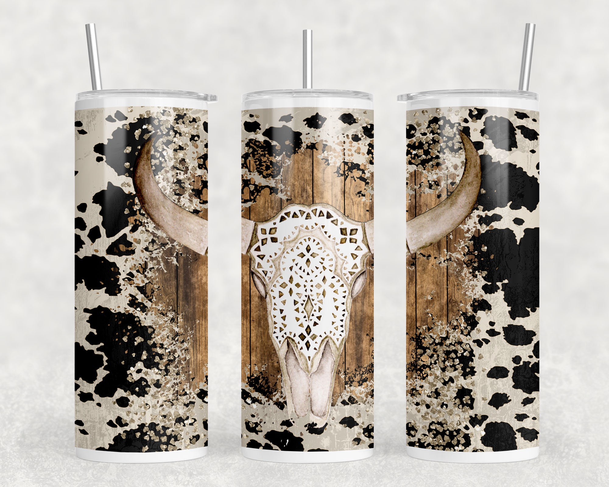 Longhorn Cow Tumbler With Straw, Bull Skull Tumbler Gift for Her, Western Cow  Print Tumbler, Glitter Cow Skull Tumbler Cup Gift for Cowgirl 
