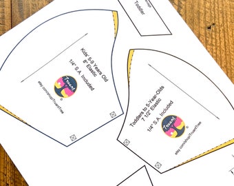 Pattern for fitted Face Masks with full color photo directions. 7 different sizes to fit everyone!