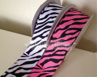 GROSGRAIN BIG SISTER PINK AND BLACK ZEBRA PRINT 7//8/" INCH RIBBON FOR HAIR BOWS