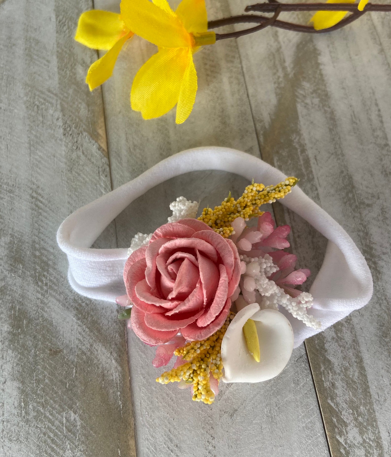 Baby girl lily rose headband calla lily headband pink rose Etsy