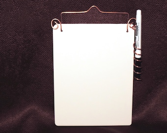 Ceramic Dry Erase Message Board: Hanging Whiteboard with Copper Wire