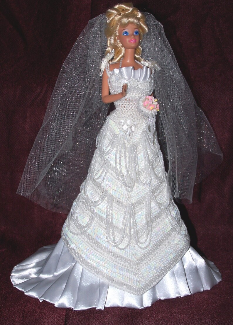 Barbie Bride Dress Wedding Gown with Veil Handstitched | Etsy