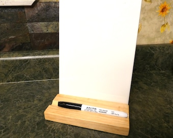 Ceramic Dry Erase Board with Natural Wood Stand (6x9)