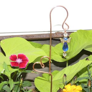 Copper Heart Plant Stake, Indoor or Outdoor Plant Decoration, Yard Art, Plant Pal, Plant Buddy, Garden Stake, Blue Angel Embellishment