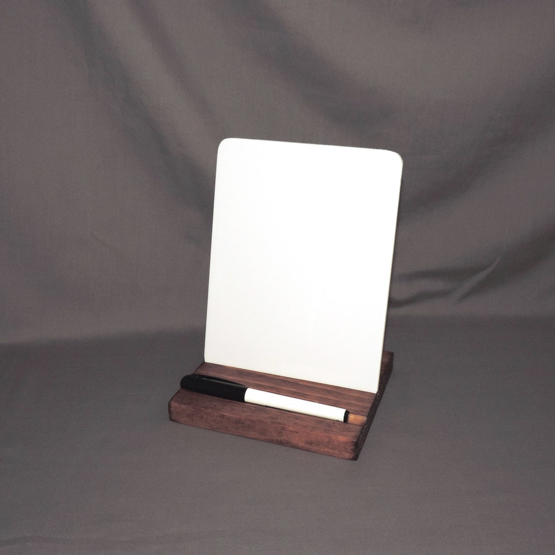 Desktop Whiteboard With Wood Stand, Blank White Ceramic Dry Erase Message Board, 6 X 9 Ceramic