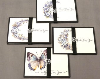 Set of 4 Handcrafted Floral and Butterfly Gift Card Holders with Envelopes, Reusable, Fancy
