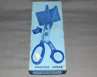 Vintage Cal-Tep 7.5" tijeras dentadas, caja original, instrucciones originales, coleccionable