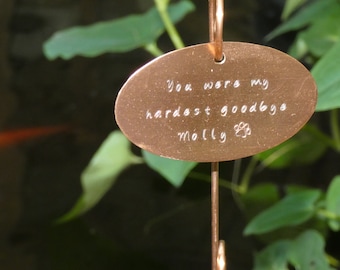 Personalized Copper Pet Memorial Garden Marker, Engraved Heart Sign, My Hardest Goodbye