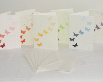 Rainbow Butterfly Blank Note Cards with Envelopes ~ Set of 6 ~ Original Art