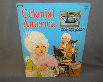 Vintage Colonial America Paper Doll Book, Paper Push Out Dolls, Paper Push Out Costumes, Dated 1974, Unused