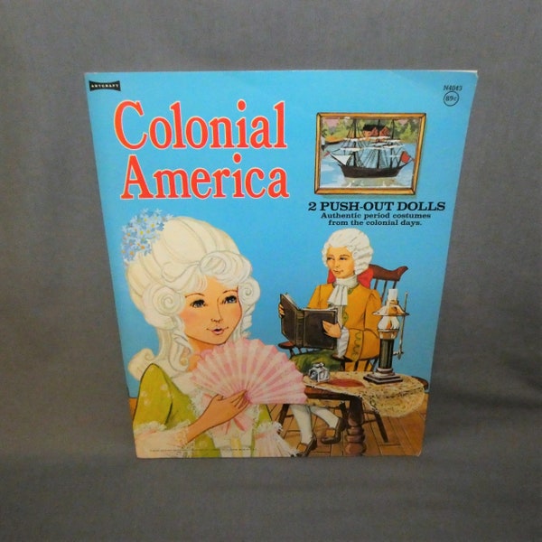 Vintage Colonial America Paper Doll Book, Paper Push Out Dolls, Paper Push Out Costumes, Dated 1974, Unused